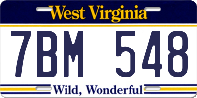 WV license plate 7BM548