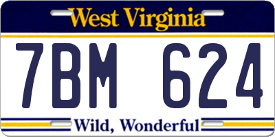 WV license plate 7BM624