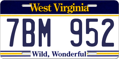 WV license plate 7BM952
