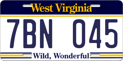 WV license plate 7BN045