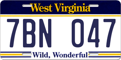 WV license plate 7BN047