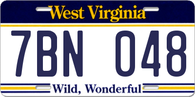 WV license plate 7BN048