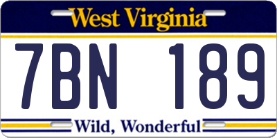 WV license plate 7BN189