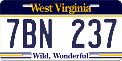WV license plate 7BN237