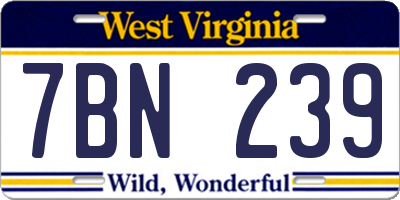 WV license plate 7BN239
