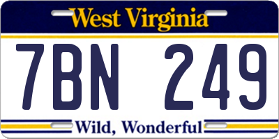 WV license plate 7BN249