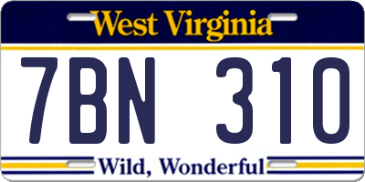 WV license plate 7BN310