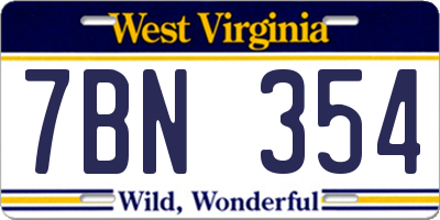 WV license plate 7BN354