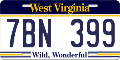 WV license plate 7BN399