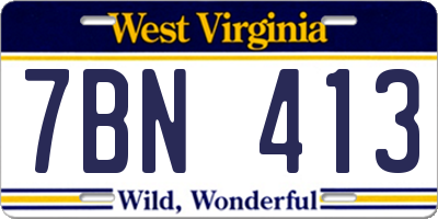 WV license plate 7BN413