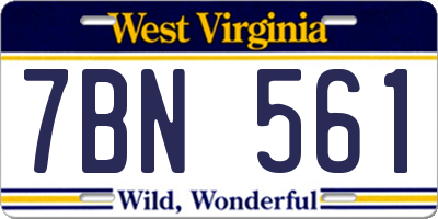 WV license plate 7BN561