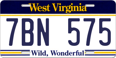 WV license plate 7BN575