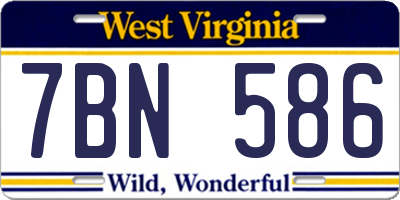 WV license plate 7BN586