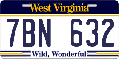 WV license plate 7BN632