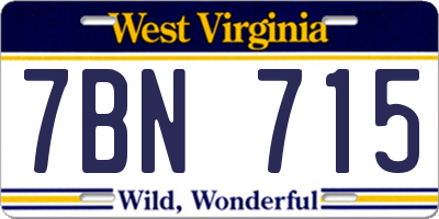 WV license plate 7BN715