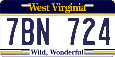 WV license plate 7BN724