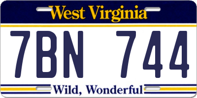 WV license plate 7BN744