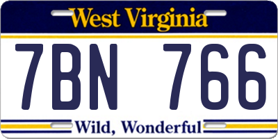 WV license plate 7BN766