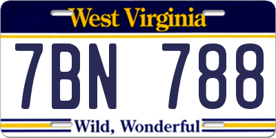 WV license plate 7BN788