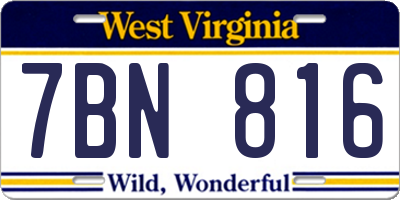 WV license plate 7BN816