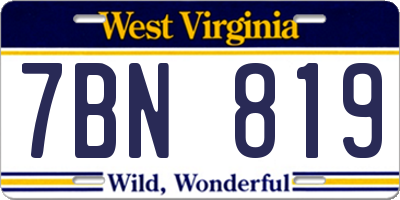 WV license plate 7BN819