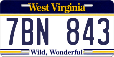WV license plate 7BN843