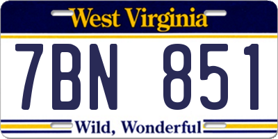 WV license plate 7BN851