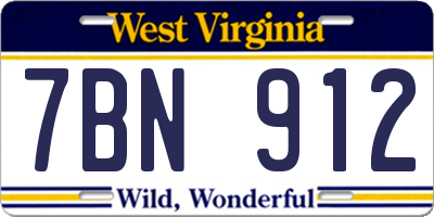 WV license plate 7BN912