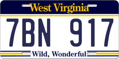 WV license plate 7BN917