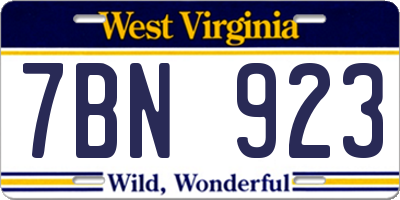 WV license plate 7BN923