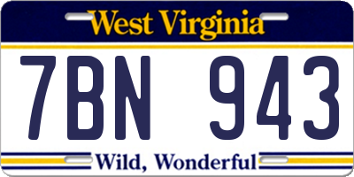 WV license plate 7BN943