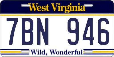WV license plate 7BN946