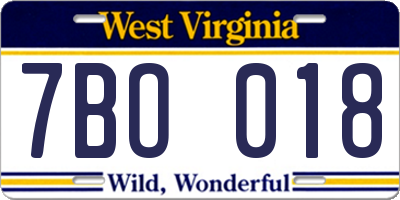 WV license plate 7BO018