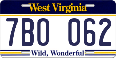 WV license plate 7BO062