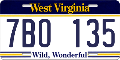 WV license plate 7BO135