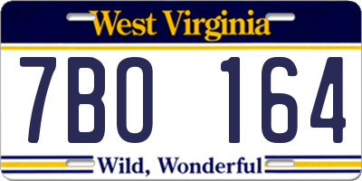 WV license plate 7BO164