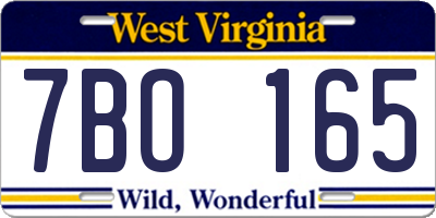 WV license plate 7BO165