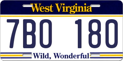 WV license plate 7BO180