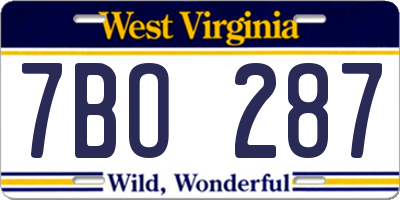 WV license plate 7BO287