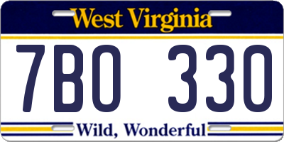 WV license plate 7BO330