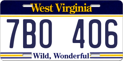 WV license plate 7BO406