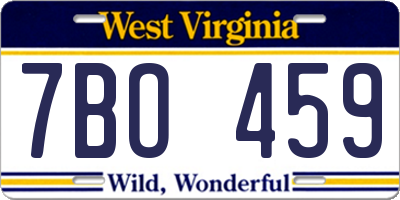 WV license plate 7BO459