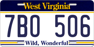 WV license plate 7BO506