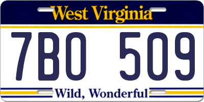 WV license plate 7BO509