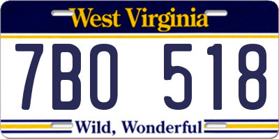 WV license plate 7BO518