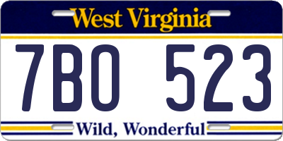 WV license plate 7BO523