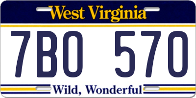 WV license plate 7BO570