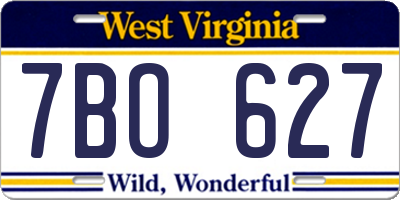 WV license plate 7BO627