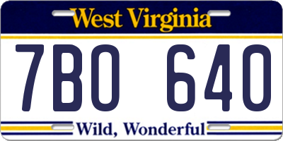 WV license plate 7BO640