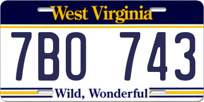 WV license plate 7BO743